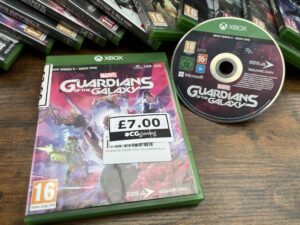Marvel’s Guardians of the Galaxy on Xbox Series X/Xbox One on disc, showing the game case and disc with a £7 price label.